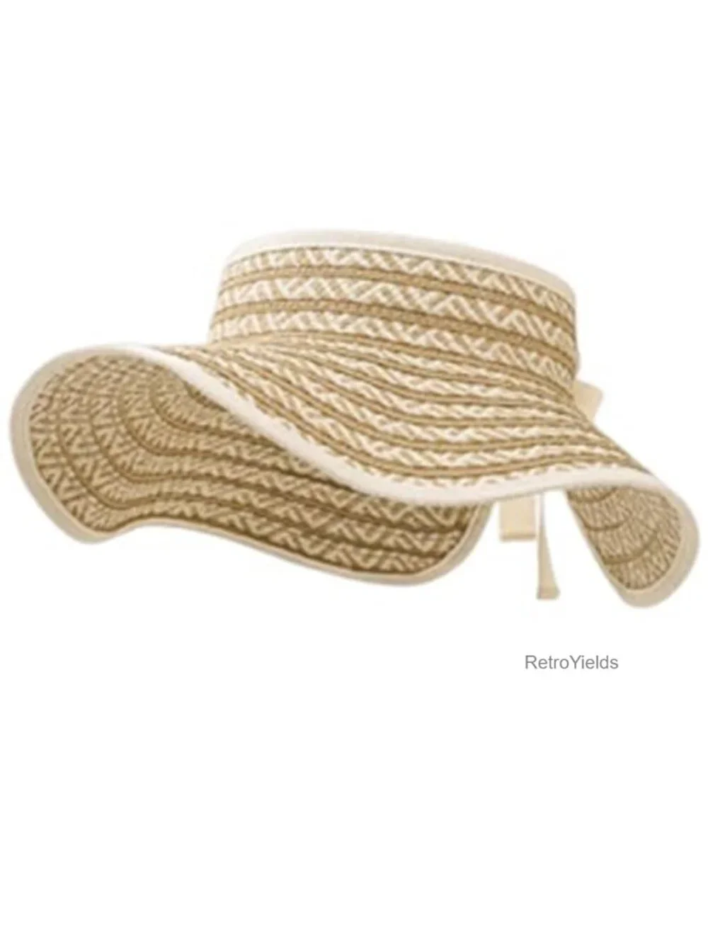 Girls Straw Sun Hat Wide Brim Beach Visor Foldable UPF 50+ Summer